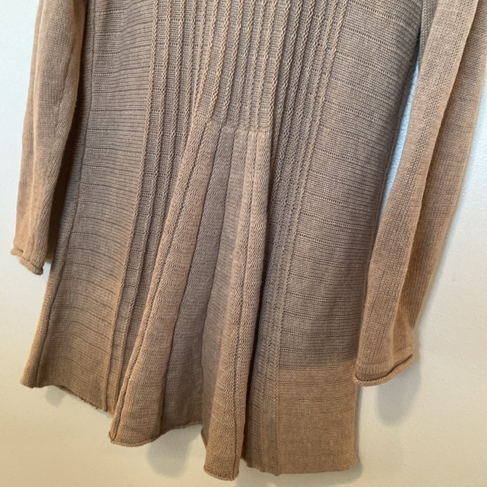NY Collection camel cotton blend open mixed chunky knit cardigan sweater… - Picture 8 of 10
